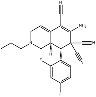 6-amino-8-(2,4-difluorophenyl)-2-propyl-2,3,8,8a-tetrahydro-5,7,7(1H)-isoquinolinetricarbonitrile Struktur