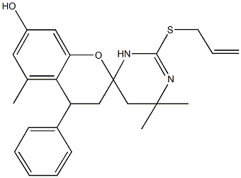 2'-(allylsulfanyl)-4',4',5-trimethyl-4-phenyl-1',4',5',6'-tetrahydrospiro[chromane-2,6'-pyrimidine]-7-ol Struktur