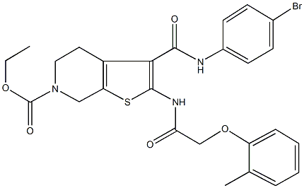 ethyl 3-[(4-bromoanilino)carbonyl]-2-{[(2-methylphenoxy)acetyl]amino}-4,7-dihydrothieno[2,3-c]pyridine-6(5H)-carboxylate Struktur