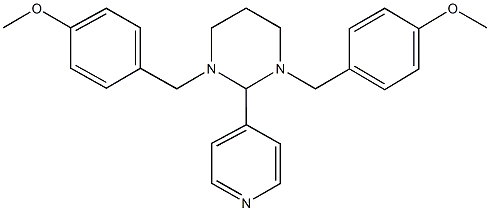 1,3-bis(4-methoxybenzyl)-2-(4-pyridinyl)hexahydropyrimidine Struktur