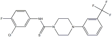 N-(3-chloro-4-fluorophenyl)-4-[3-(trifluoromethyl)phenyl]-1-piperazinecarbothioamide Struktur