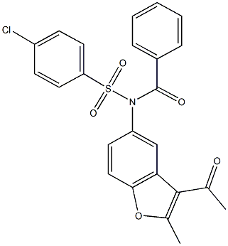 N-(3-acetyl-2-methyl-1-benzofuran-5-yl)-N-benzoyl-4-chlorobenzenesulfonamide Struktur