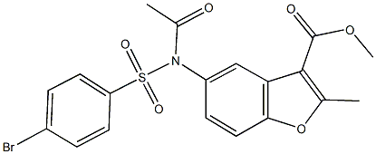 methyl 5-{acetyl[(4-bromophenyl)sulfonyl]amino}-2-methyl-1-benzofuran-3-carboxylate Struktur