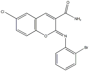 2-[(2-bromophenyl)imino]-6-chloro-2H-chromene-3-carboxamide Struktur