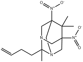 2-(3-butenyl)-5,7-bisnitro-2,6,6-trimethyl-1,3-diazatricyclo[3.3.1.1~3,7~]decane Struktur