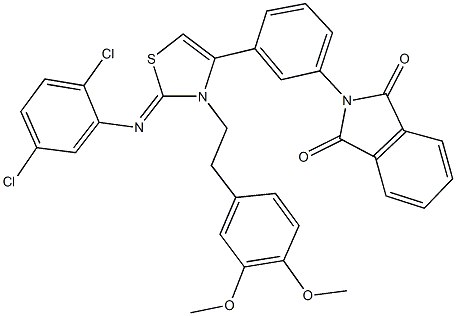 2-(3-{2-[(2,5-dichlorophenyl)imino]-3-[2-(3,4-dimethoxyphenyl)ethyl]-2,3-dihydro-1,3-thiazol-4-yl}phenyl)-1H-isoindole-1,3(2H)-dione Struktur