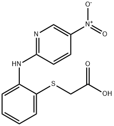 {[2-({5-nitro-2-pyridinyl}amino)phenyl]sulfanyl}acetic acid Struktur