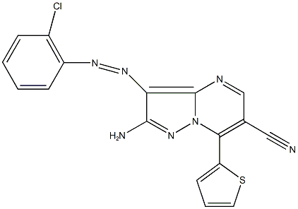 2-amino-3-[(2-chlorophenyl)diazenyl]-7-(2-thienyl)pyrazolo[1,5-a]pyrimidine-6-carbonitrile Struktur