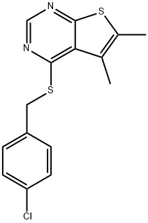 4-chlorobenzyl 5,6-dimethylthieno[2,3-d]pyrimidin-4-yl sulfide Struktur