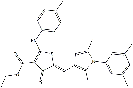 ethyl 5-{[1-(3,5-dimethylphenyl)-2,5-dimethyl-1H-pyrrol-3-yl]methylene}-4-oxo-2-(4-toluidino)-4,5-dihydro-3-thiophenecarboxylate Struktur