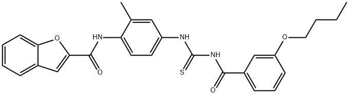 N-[4-({[(3-butoxybenzoyl)amino]carbothioyl}amino)-2-methylphenyl]-1-benzofuran-2-carboxamide Struktur