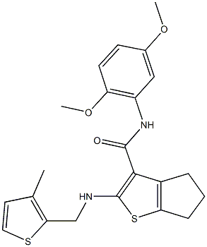 N-(2,5-dimethoxyphenyl)-2-{[(3-methyl-2-thienyl)methyl]amino}-5,6-dihydro-4H-cyclopenta[b]thiophene-3-carboxamide Struktur