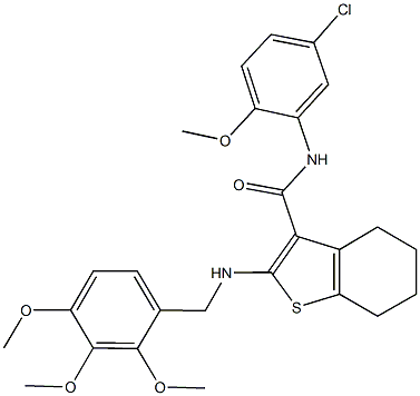 N-(5-chloro-2-methoxyphenyl)-2-[(2,3,4-trimethoxybenzyl)amino]-4,5,6,7-tetrahydro-1-benzothiophene-3-carboxamide Struktur