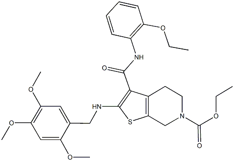 ethyl 3-[(2-ethoxyanilino)carbonyl]-2-[(2,4,5-trimethoxybenzyl)amino]-4,7-dihydrothieno[2,3-c]pyridine-6(5H)-carboxylate Struktur