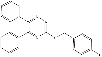 3-[(4-fluorobenzyl)sulfanyl]-5,6-diphenyl-1,2,4-triazine Struktur