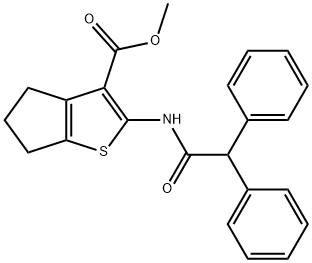 methyl 2-[(diphenylacetyl)amino]-5,6-dihydro-4H-cyclopenta[b]thiophene-3-carboxylate Struktur