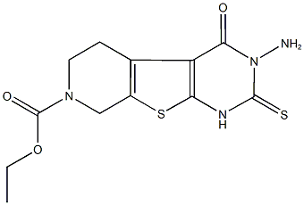 ethyl 3-amino-4-oxo-2-thioxo-1,3,4,5,6,8-hexahydropyrido[4',3':4,5]thieno[2,3-d]pyrimidine-7(2H)-carboxylate Struktur