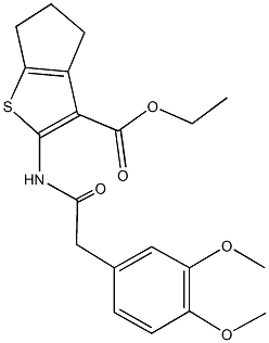 ethyl 2-{[(3,4-dimethoxyphenyl)acetyl]amino}-5,6-dihydro-4H-cyclopenta[b]thiophene-3-carboxylate Struktur