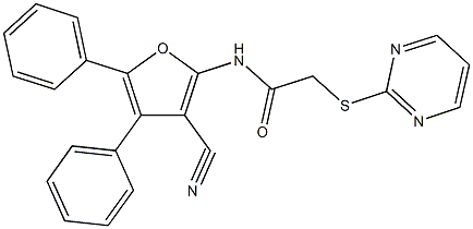 N-(3-cyano-4,5-diphenyl-2-furyl)-2-(2-pyrimidinylsulfanyl)acetamide Struktur