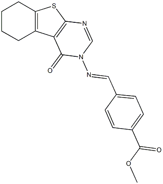 methyl 4-{[(4-oxo-5,6,7,8-tetrahydro[1]benzothieno[2,3-d]pyrimidin-3(4H)-yl)imino]methyl}benzoate Struktur