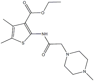 ethyl 4,5-dimethyl-2-{[(4-methyl-1-piperazinyl)acetyl]amino}-3-thiophenecarboxylate Struktur