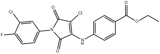 ethyl 4-{[4-chloro-1-(3-chloro-4-fluorophenyl)-2,5-dioxo-2,5-dihydro-1H-pyrrol-3-yl]amino}benzoate Struktur