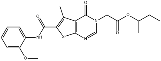 sec-butyl (6-[(2-methoxyanilino)carbonyl]-5-methyl-4-oxothieno[2,3-d]pyrimidin-3(4H)-yl)acetate Struktur