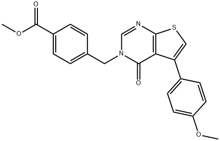 methyl 4-[(5-(4-methoxyphenyl)-4-oxothieno[2,3-d]pyrimidin-3(4H)-yl)methyl]benzoate Struktur