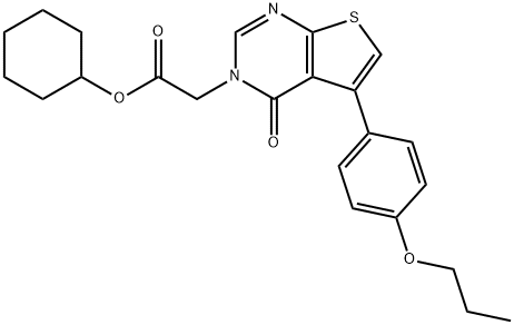 cyclohexyl (4-oxo-5-(4-propoxyphenyl)thieno[2,3-d]pyrimidin-3(4H)-yl)acetate Struktur