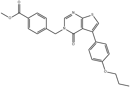 methyl 4-[(4-oxo-5-(4-propoxyphenyl)thieno[2,3-d]pyrimidin-3(4H)-yl)methyl]benzoate Struktur