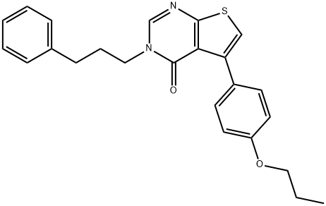 3-(3-phenylpropyl)-5-(4-propoxyphenyl)thieno[2,3-d]pyrimidin-4(3H)-one Struktur