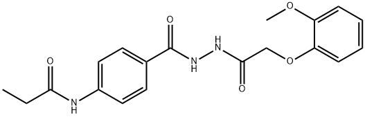 N-[4-({2-[(2-methoxyphenoxy)acetyl]hydrazino}carbonyl)phenyl]propanamide Struktur