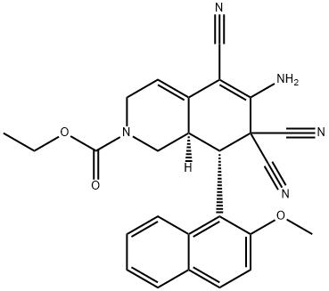 ethyl 6-amino-5,7,7-tricyano-8-(2-methoxy-1-naphthyl)-3,7,8,8a-tetrahydro-2(1H)-isoquinolinecarboxylate Struktur