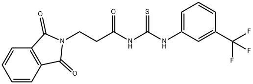 N-[3-(1,3-dioxo-1,3-dihydro-2H-isoindol-2-yl)propanoyl]-N'-[3-(trifluoromethyl)phenyl]thiourea Struktur