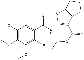 ethyl 2-[(2-bromo-3,4,5-trimethoxybenzoyl)amino]-5,6-dihydro-4H-cyclopenta[b]thiophene-3-carboxylate Struktur