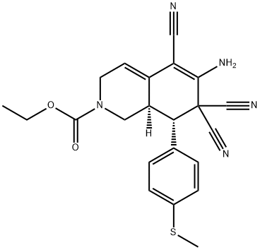 ethyl 6-amino-5,7,7-tricyano-8-[4-(methylsulfanyl)phenyl]-3,7,8,8a-tetrahydro-2(1H)-isoquinolinecarboxylate Struktur