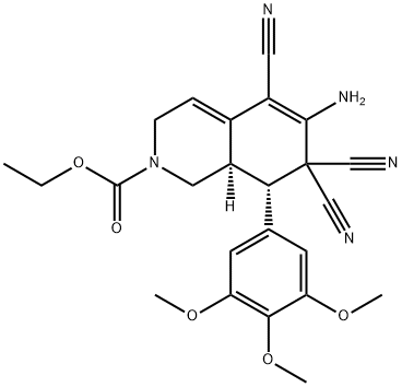 ethyl 6-amino-5,7,7-tricyano-8-(3,4,5-trimethoxyphenyl)-3,7,8,8a-tetrahydro-2(1H)-isoquinolinecarboxylate Struktur