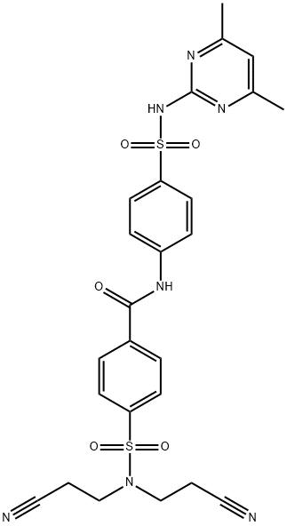 4-{[bis(2-cyanoethyl)amino]sulfonyl}-N-(4-{[(4,6-dimethyl-2-pyrimidinyl)amino]sulfonyl}phenyl)benzamide Struktur