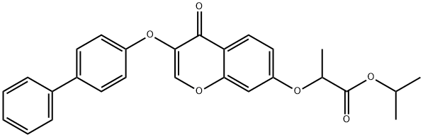 isopropyl 2-{[3-([1,1'-biphenyl]-4-yloxy)-4-oxo-4H-chromen-7-yl]oxy}propanoate Struktur