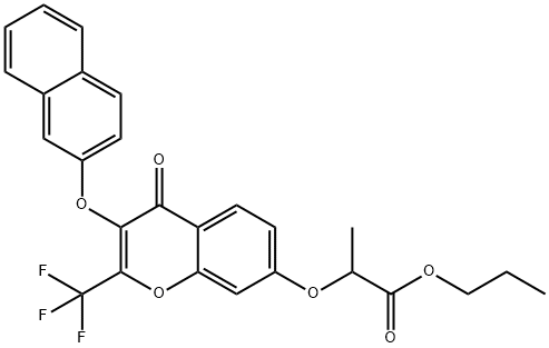 propyl 2-{[3-(2-naphthyloxy)-4-oxo-2-(trifluoromethyl)-4H-chromen-7-yl]oxy}propanoate Struktur