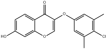 3-(4-chloro-3,5-dimethylphenoxy)-7-hydroxy-4H-chromen-4-one Struktur