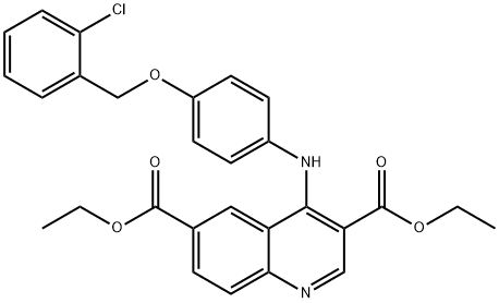 diethyl 4-{4-[(2-chlorobenzyl)oxy]anilino}quinoline-3,6-dicarboxylate Struktur