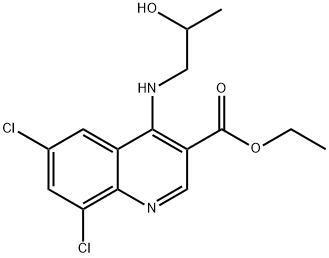 ethyl 6,8-dichloro-4-[(2-hydroxypropyl)amino]-3-quinolinecarboxylate Struktur