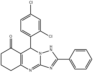 9-(2,4-dichlorophenyl)-2-phenyl-5,6,7,9-tetrahydro[1,2,4]triazolo[5,1-b]quinazolin-8(4H)-one Struktur