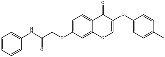 2-{[3-(4-methylphenoxy)-4-oxo-4H-chromen-7-yl]oxy}-N-phenylacetamide Struktur