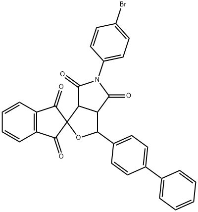 1-[1,1'-biphenyl]-4-yl-5-(bromophenyl)-3a,6a-dihydrosprio[1H-furo[3,4-c]pyrrole-3,2'-(1'H)-indene]-1',3',4,6(2'H,3H,5H)-tetrone Struktur