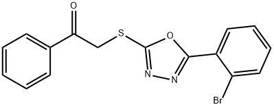 2-{[5-(2-bromophenyl)-1,3,4-oxadiazol-2-yl]sulfanyl}-1-phenylethanone Struktur