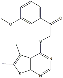 2-[(5,6-dimethylthieno[2,3-d]pyrimidin-4-yl)sulfanyl]-1-(3-methoxyphenyl)ethanone Struktur