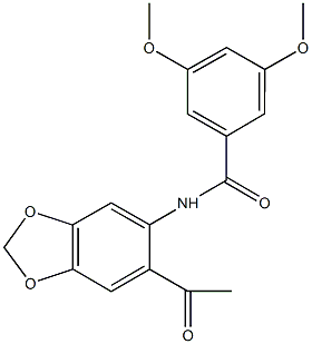 N-(6-acetyl-1,3-benzodioxol-5-yl)-3,5-dimethoxybenzamide Struktur