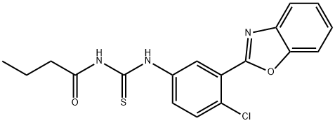 N-[3-(1,3-benzoxazol-2-yl)-4-chlorophenyl]-N'-butyrylthiourea Struktur